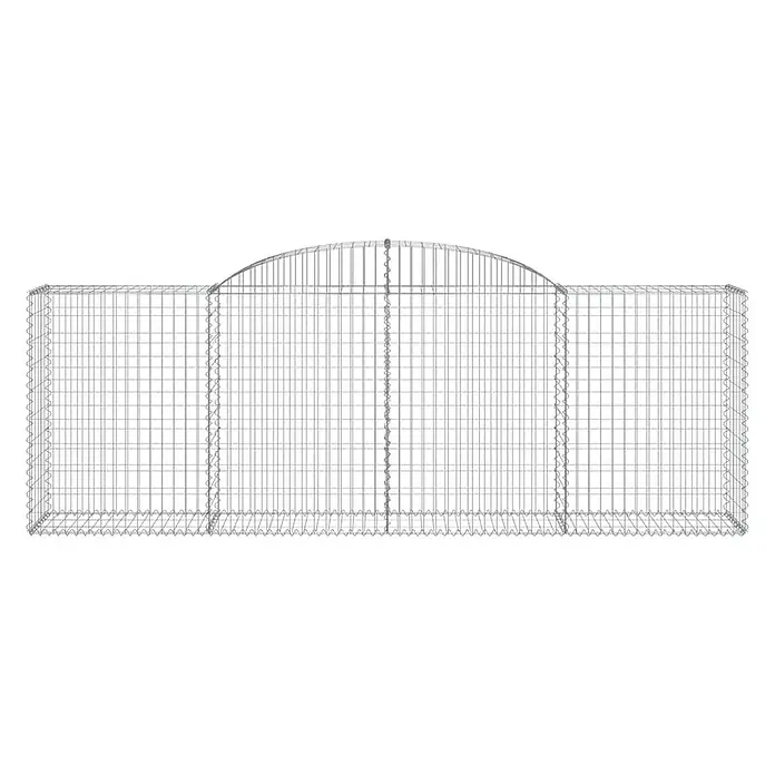 Furnicato Gabione - 50 x 300 x 120 cm, Metall, Maschenbreite: 50 mm, Maschenhöhe: 100 mm - Gabionenkäfig aus silbernem Drahtgeflecht mit gewölbter Oberseite für Garten- und Landschaftsbau.
