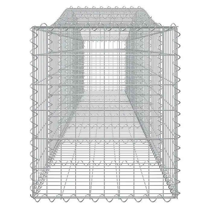 Furnicato Gabione - 80 x 400 x 50 cm, Metall, Maschenbreite: 50 mm, Maschenhöhe: 100 mm - Leerer rechteckiger silbergrauer Metall-Gabionenkorb, ein Drahtgitterkäfig für Stützmauern und Landschaftsbau.