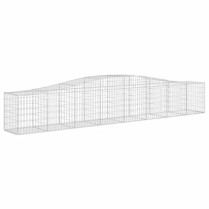 Furnicato Gabione - 80 x 400 x 50 cm, Metall, Maschenbreite: 50 mm, Maschenhöhe: 100 mm - Langer Gabionenkorb aus silbernem Drahtgeflecht mit gewellter Oberseite.