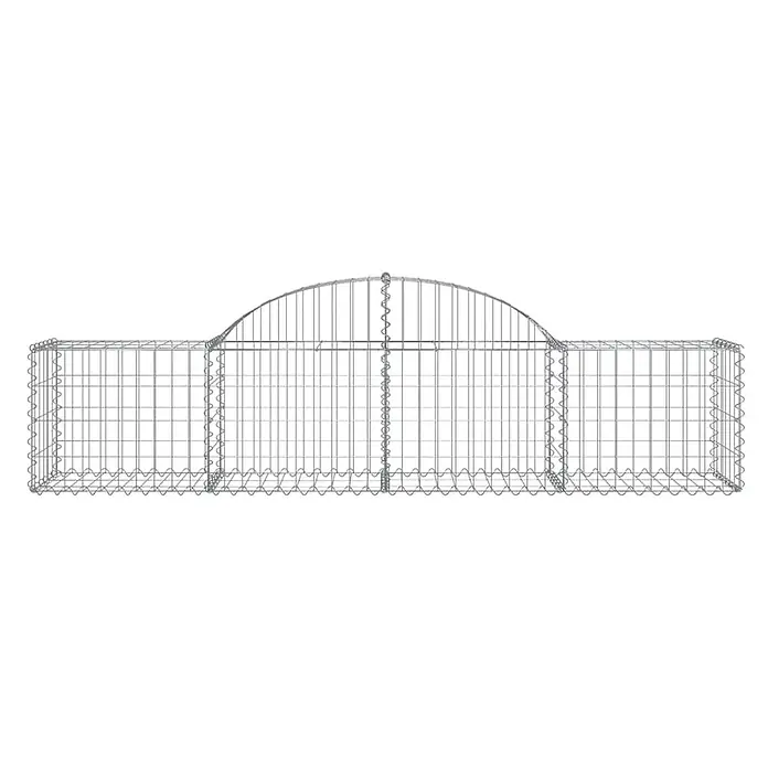 Furnicato Gabione - 50 x 200 x 60 cm, Metall, Maschenbreite: 50 mm, Maschenhöhe: 100 mm - Gabionenkorb aus Metallgitter mit zentralem Bogen, geeignet für Landschaftsgestaltung oder Zierwände.