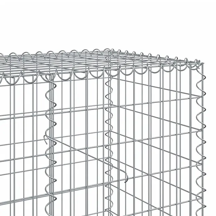 Furnicato Gabione - 900 x 100 x 100 cm, Metall, Maschenbreite: 50 mm, Maschenhöhe: 100 mm - Silbergrauer Gabionenkorb aus verzinktem Stahldraht mit rechteckigem Gitter und Spiralverbindern für Gabionenmauern.