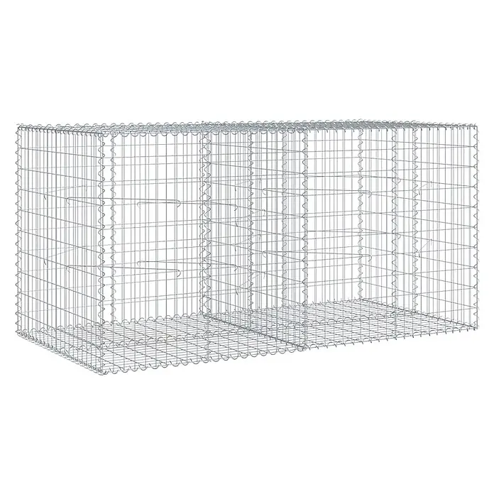 Furnicato Gabione - 200 x 100 x 100 cm, Metall, Maschenbreite: 50 mm, Maschenhöhe: 100 mm - Leerer rechteckiger Gabionenkorb aus grauem Drahtgitter mit inneren Kammern.