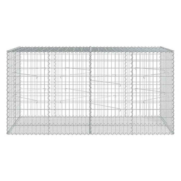 Furnicato Gabione - 200 x 100 x 100 cm, Metall, Maschenbreite: 50 mm, Maschenhöhe: 100 mm - Rechteckiger Gabionenkorb aus silbernem verzinktem Drahtgeflecht.