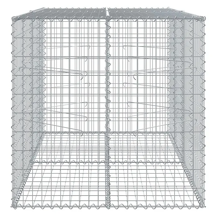 Furnicato Gabione - 200 x 100 x 100 cm, Metall, Maschenbreite: 50 mm, Maschenhöhe: 100 mm - Leerer Gabionenkorb aus silbernem Drahtgeflecht für Landschaftsbau oder Bau.