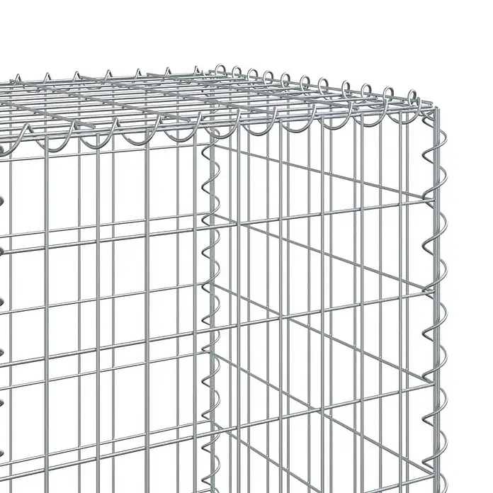 Furnicato Gabione - 1.100 x 50 x 150 cm, Metall, Maschenbreite: 50 mm, Maschenhöhe: 100 mm - Eckteil eines Gabionenkorbs aus silbernem Drahtgeflecht mit Spiralverbindern.