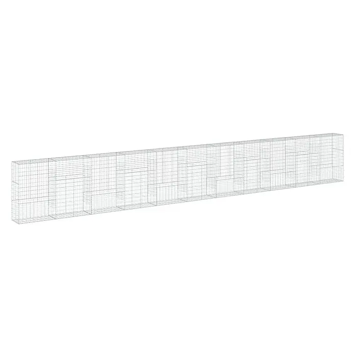Furnicato Gabione - 1.100 x 50 x 150 cm, Metall, Maschenbreite: 50 mm, Maschenhöhe: 100 mm - Detailliertes Gittermodell einer rechteckigen Struktur mit variablen Zellgrößen.