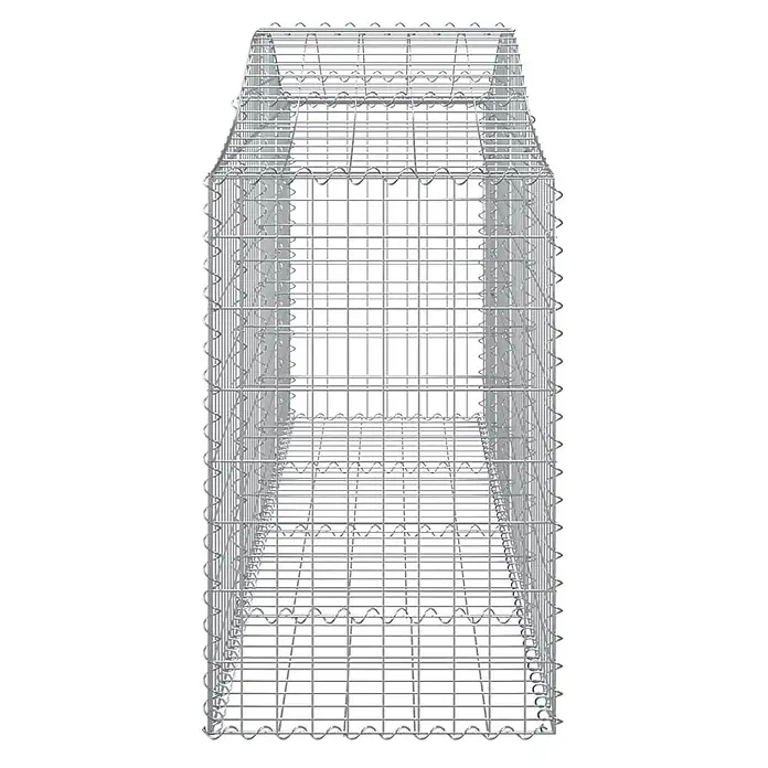 Furnicato Gabione - 50 x 200 x 100 cm, Metall, Maschenbreite: 50 mm, Maschenhöhe: 100 mm - Gabionenkorb aus silbernem Drahtgeflecht, rechteckig mit leicht spitz zulaufendem Deckel.
