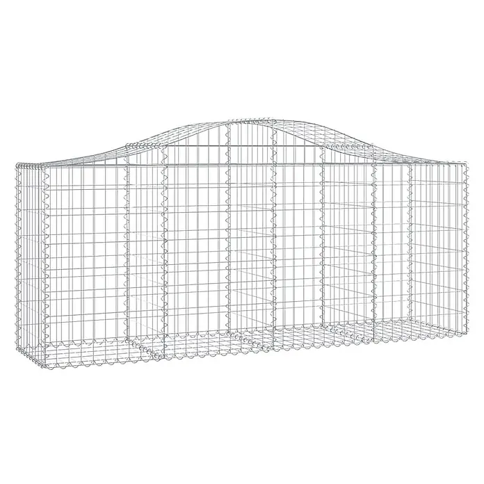 Furnicato Gabione - 50 x 200 x 100 cm, Metall, Maschenbreite: 50 mm, Maschenhöhe: 100 mm - Grauer Gabionenkorb aus Drahtgeflecht mit dekorativer gewellter Oberkante.
