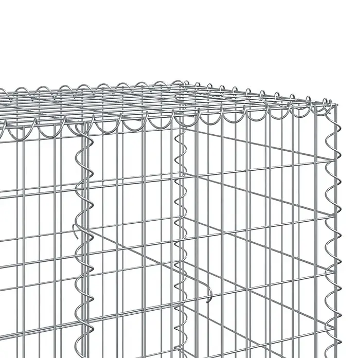 Furnicato Gabione - 400 x 100 x 100 cm, Metall, Maschenbreite: 50 mm, Maschenhöhe: 100 mm - Gabionenkorb aus silbernem verzinktem Stahldraht mit Spiralverbindungen für stabile Stützmauern oder dekorative Elemente.