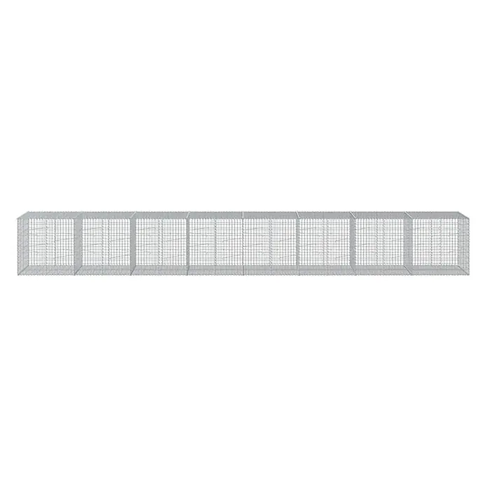 Furnicato Gabione - 800 x 100 x 100 cm, Metall, Maschenbreite: 50 mm, Maschenhöhe: 100 mm - Langer, modularer silberner Drahtgitter-Tierauslauf mit mehreren verbundenen Abschnitten.