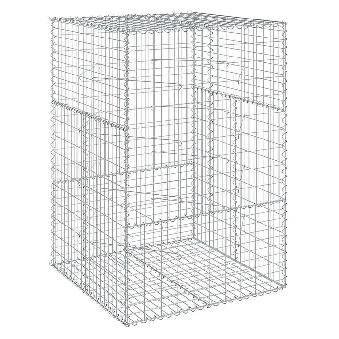 Furnicato Gabione - 100 x 100 x 150 cm, Metall, Maschenbreite: 50 mm, Maschenhöhe: 100 mm - Leerer silberner Drahtgitter-Gabionenkorb, kubische Form, bereit zur Befüllung mit Steinen oder anderem Material.