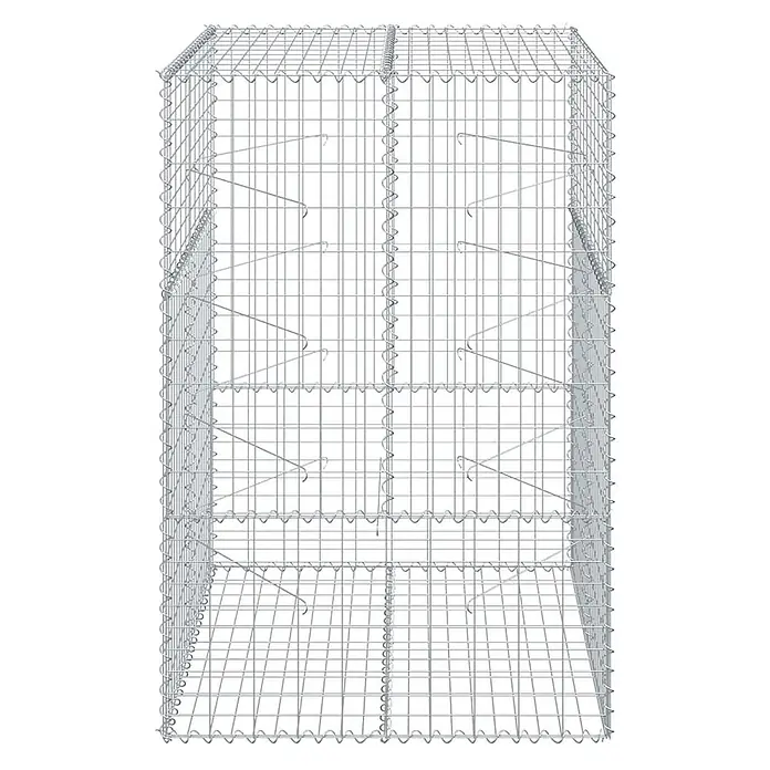 Furnicato Gabione - 100 x 100 x 150 cm, Metall, Maschenbreite: 50 mm, Maschenhöhe: 100 mm - Leerer Gabionenkorb aus silbernem Drahtgeflecht für Stützmauern.