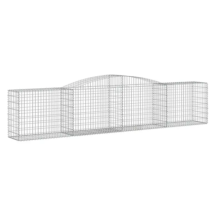 Furnicato Gabione - 100 x 400 x 50 cm, Metall, Maschenbreite: 50 mm, Maschenhöhe: 100 mm - Gabionenkorb aus verzinktem Drahtgeflecht mit gewölbtem Mittelteil.
