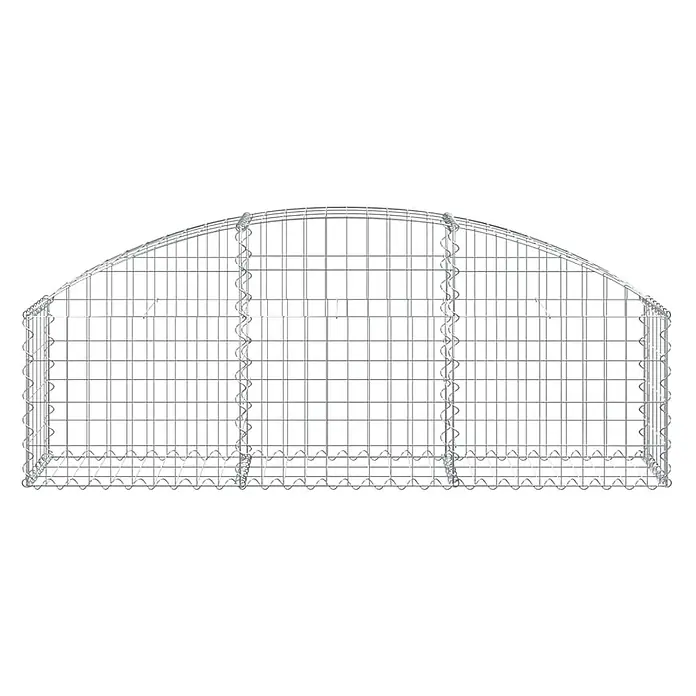 Furnicato Gabione - 30 x 150 x 60 cm, Metall, Maschenbreite: 50 mm, Maschenhöhe: 100 mm - Silberner Drahtgitter-Gabionenkorb mit gewölbter Oberseite, mit Spiralverbindern montiert, bereit zur Steinbefüllung.