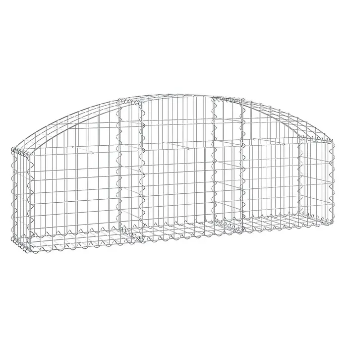 Furnicato Gabione - 30 x 150 x 60 cm, Metall, Maschenbreite: 50 mm, Maschenhöhe: 100 mm - Silberner Drahtgeflecht-Gabionenkorb mit gewölbtem Oberteil für Landschaftsbau.