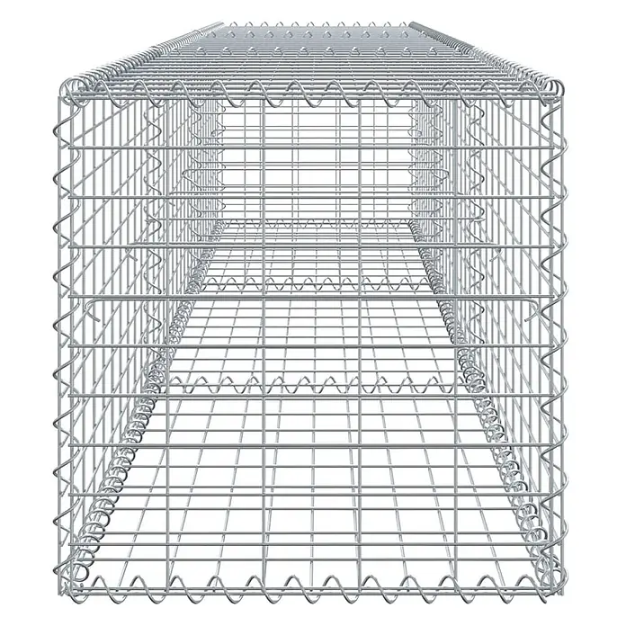 Furnicato Gabione - 300 x 50 x 50 cm, Metall, Maschenbreite: 50 mm, Maschenhöhe: 100 mm - Leerer rechteckiger Gabionenkorb aus silbernem Drahtgeflecht.
