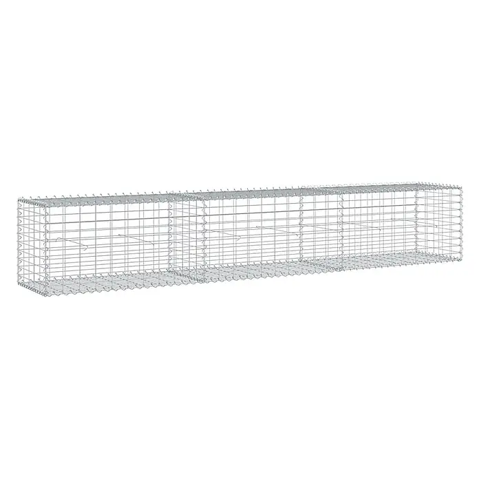 Furnicato Gabione - 300 x 50 x 50 cm, Metall, Maschenbreite: 50 mm, Maschenhöhe: 100 mm - Leere Gabionenkörbe aus verzinktem Stahldraht, zu einer langen rechteckigen Struktur verbunden, bereit zum Befüllen.