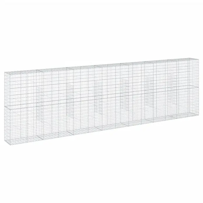 Furnicato Gabione - 700 x 50 x 200 cm, Metall, Maschenbreite: 50 mm, Maschenhöhe: 100 mm - Länglicher, silberner Draht-Gabionenkorb für Gartenmauern.