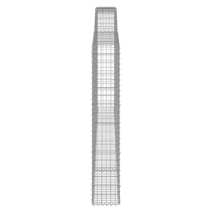 Furnicato Gabione - 200 x 400 x 30 cm, Metall, Maschenbreite: 50 mm, Maschenhöhe: 100 mm - Hoher rechteckiger Gabionenkorb aus grauem Drahtgeflecht, mit gewellten Innenstützen, geeignet für Landschaftsprojekte.