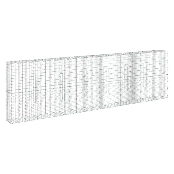 Furnicato Gabione - 700 x 50 x 200 cm, Metall, Maschenbreite: 50 mm, Maschenhöhe: 100 mm - Langes, rechteckiges Gabionenkörbe aus grauem Drahtgeflecht mit Innenfächern.