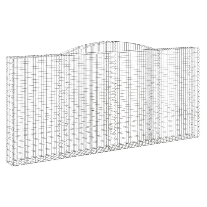Furnicato Gabione - 200 x 400 x 30 cm, Metall, Maschenbreite: 50 mm, Maschenhöhe: 100 mm - Silberfarbene Drahtgitter-Gabionenwand mit gewölbter Oberseite, bereit zum Befüllen.