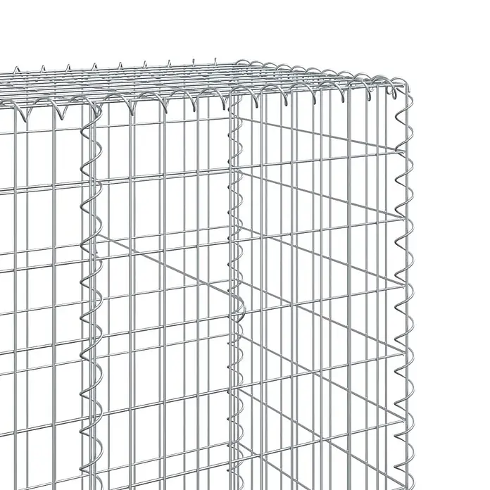 Furnicato Gabione - 700 x 50 x 200 cm, Metall, Maschenbreite: 50 mm, Maschenhöhe: 100 mm - Silberfarbener Drahtgeflecht-Gabionenkäfig.