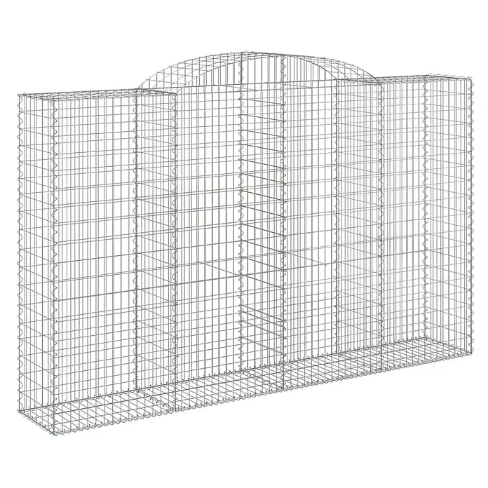 Furnicato Gabione - 200 x 300 x 50 cm, Metall, Maschenbreite: 50 mm, Maschenhöhe: 100 mm - Gabionenkorb aus silbernem Metalldraht mit gewölbter Oberseite für Gartenmauern oder -elemente.