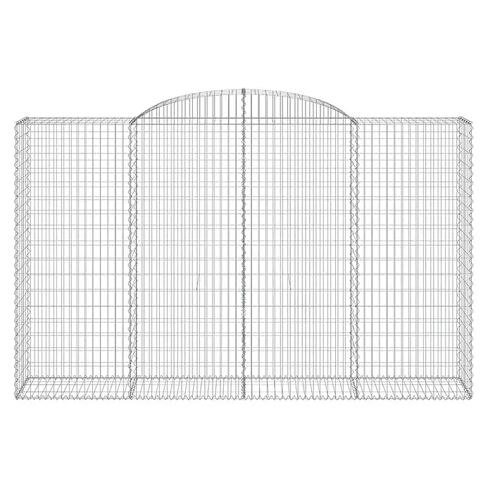 Furnicato Gabione - 200 x 300 x 50 cm, Metall, Maschenbreite: 50 mm, Maschenhöhe: 100 mm - Gabione aus silbernem Drahtgeflecht mit Innentrennwänden und gebogenem Oberteil.