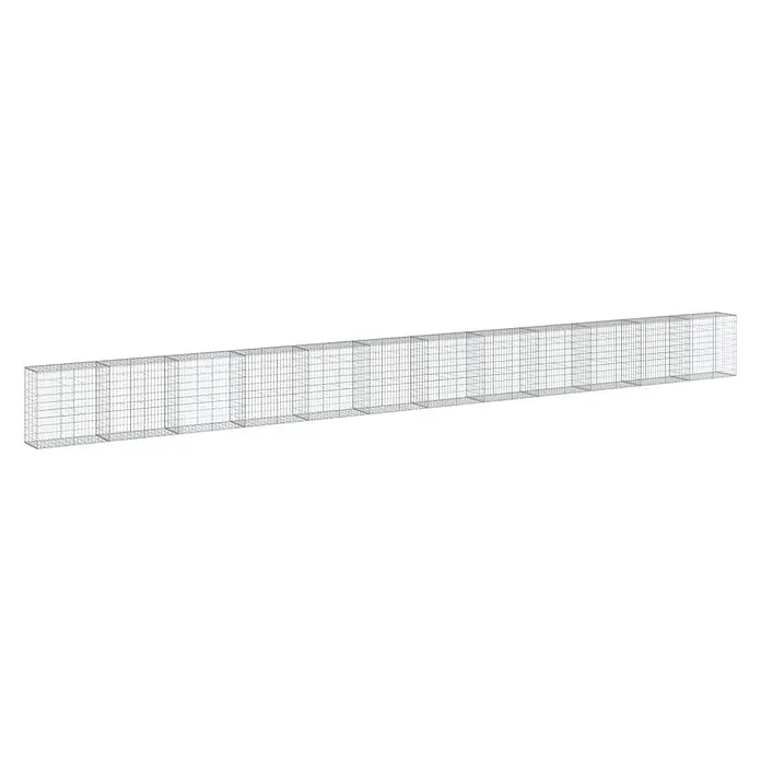 Furnicato Gabione - 1.200 x 50 x 100 cm, Metall, Maschenbreite: 50 mm, Maschenhöhe: 100 mm - Länglicher rechteckiger Drahtgitterkorb, segmentiert, silbergraues Metall.