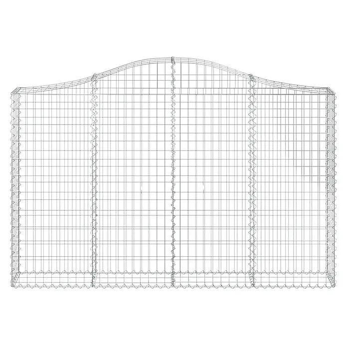 Furnicato Gabione - 30 x 200 x 140 cm, Metall, Maschenbreite: 50 mm, Maschenhöhe: 100 mm - Grauer Gabionenkorb aus Drahtgeflecht mit gewölbter Oberseite für Gartenmauern.