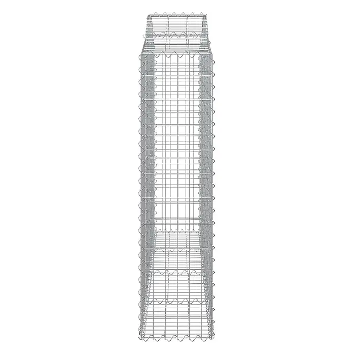 Furnicato Gabione - 30 x 200 x 140 cm, Metall, Maschenbreite: 50 mm, Maschenhöhe: 100 mm - Hoher, schmaler Gabionenkorb aus verzinktem Stahlgeflecht zum Befüllen mit Steinen.