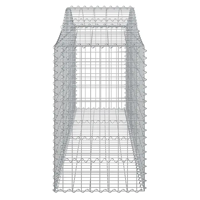 Furnicato Gabione - 100 x 200 x 50 cm, Metall, Maschenbreite: 50 mm, Maschenhöhe: 100 mm - Leerer silberner Drahtgitter-Gabionenkorb mit verjüngtem Oberteil, bereit zur Steinbefüllung.