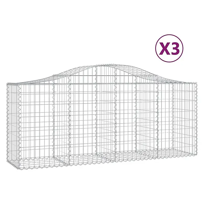 Furnicato Gabione - 100 x 200 x 50 cm, Metall, Maschenbreite: 50 mm, Maschenhöhe: 100 mm - Gabione aus silbernem Drahtgeflecht mit gewölbter Oberseite, für den Landschaftsbau.