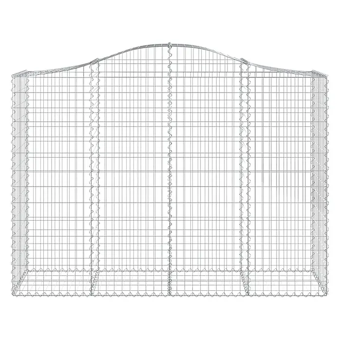 Furnicato Gabione - 50 x 200 x 160 cm, Metall, Maschenbreite: 50 mm, Maschenhöhe: 100 mm - Gabionenkorb aus silbernem Metallgeflecht mit gewölbter Oberseite, zur Steinbefüllung.