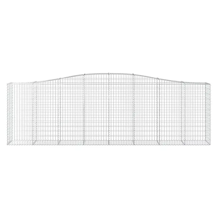 Furnicato Gabione - 50 x 400 x 140 cm, Metall, Maschenbreite: 50 mm, Maschenhöhe: 100 mm - Galvanisierter Drahtgitter-Gabionenkorb mit Innenunterteilungen und dekorativer, geschwungener Oberkante.