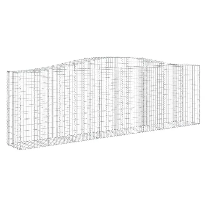 Furnicato Gabione - 50 x 400 x 140 cm, Metall, Maschenbreite: 50 mm, Maschenhöhe: 100 mm - Leerer Gabionenkorb aus Metallgitter mit gewölbter Oberseite. Silbergraue Drahtkonstruktion für Stützmauern oder Landschaftsgestaltung.