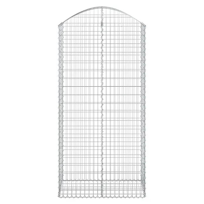 Furnicato Gabione - 50 x 100 x 220 cm, Metall, Maschenbreite: 50 mm, Maschenhöhe: 100 mm - Silberner Gabionenkorb aus Metallgitter mit gewölbter Oberseite, zur Steinbefüllung.