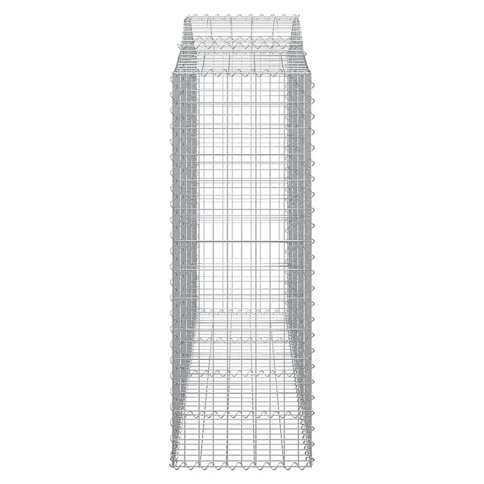 Furnicato Gabione - 50 x 200 x 160 cm, Metall, Maschenbreite: 50 mm, Maschenhöhe: 100 mm - Leerer rechteckiger Gabionenkorb aus silbergrauem Drahtgitter.