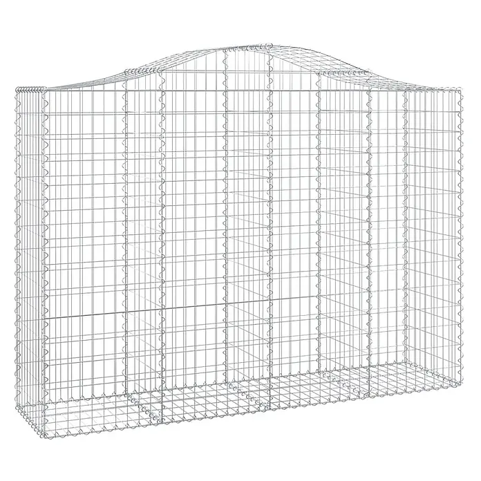 Furnicato Gabione - 50 x 200 x 160 cm, Metall, Maschenbreite: 50 mm, Maschenhöhe: 100 mm - Gabionenkorb aus silbernem Drahtgeflecht mit leicht gewölbter Oberseite, bereit zum Befüllen.