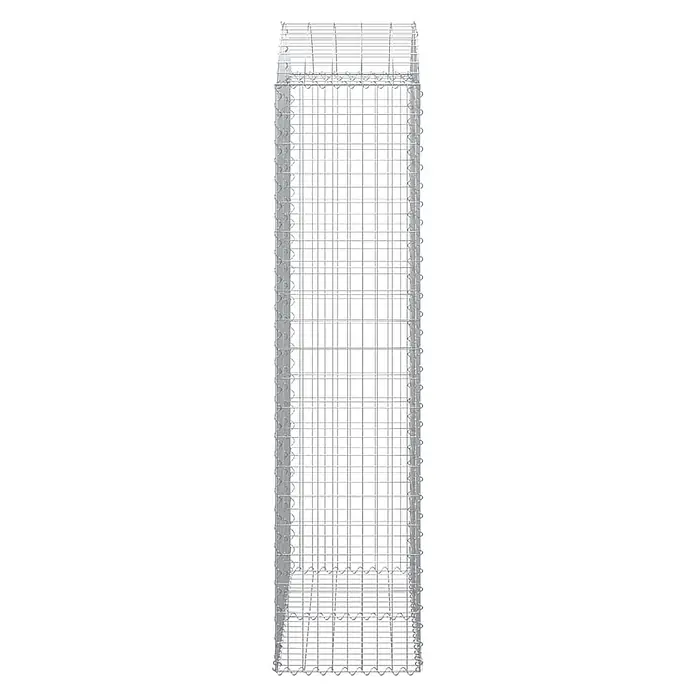 Furnicato Gabione - 50 x 100 x 220 cm, Metall, Maschenbreite: 50 mm, Maschenhöhe: 100 mm - Hoher, leerer, rechteckiger Gabionenkorb aus silbernem verzinktem Drahtgeflecht.
