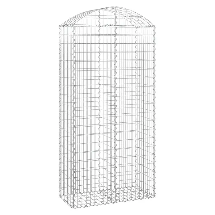 Furnicato Gabione - 50 x 100 x 220 cm, Metall, Maschenbreite: 50 mm, Maschenhöhe: 100 mm - Gabione aus silbernem Drahtgeflecht, rechteckig mit gewölbtem Dach.