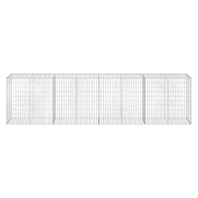 Furnicato Gabione - 400 x 50 x 100 cm, Metall, Maschenbreite: 50 mm, Maschenhöhe: 100 mm - Gabionenkorb aus silbernem Metallgeflecht, lange rechteckige Form mit mehreren Innenzellen.