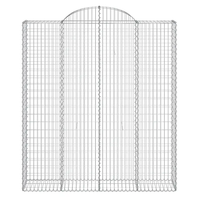 Furnicato Gabione - 50 x 200 x 240 cm, Metall, Maschenbreite: 50 mm, Maschenhöhe: 100 mm - Gabionenkorb aus silbernem Drahtgeflecht mit gewölbter Oberseite für Stützmauern oder Gartengestaltung.