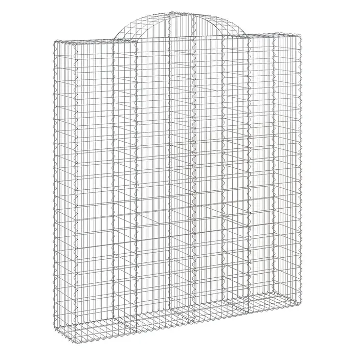 Furnicato Gabione - 50 x 200 x 240 cm, Metall, Maschenbreite: 50 mm, Maschenhöhe: 100 mm - Gabionenkorb aus silbernem Drahtgeflecht mit gewölbter Oberseite.