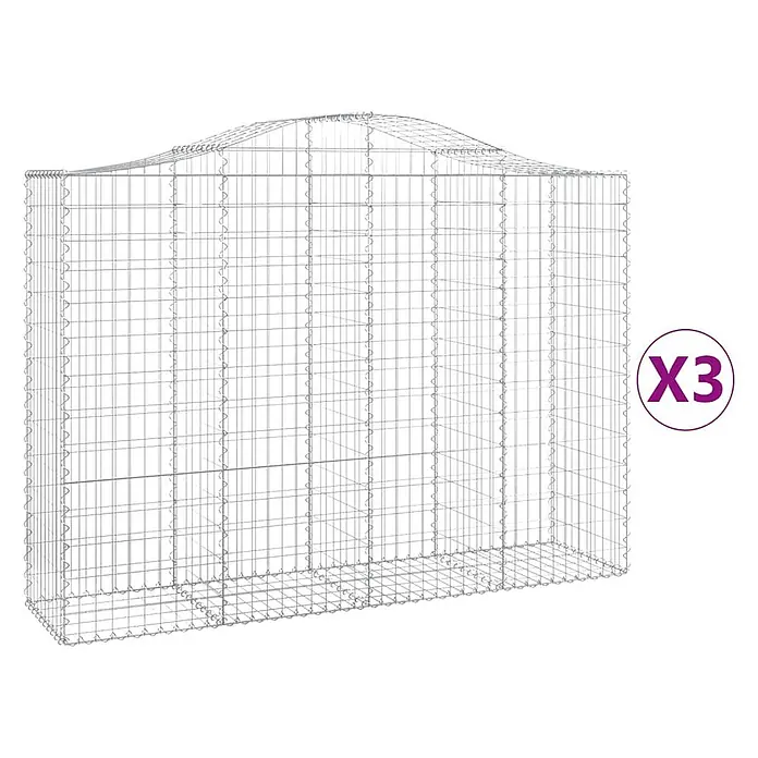 Furnicato Gabione - 50 x 200 x 160 cm, Metall, Maschenbreite: 50 mm, Maschenhöhe: 100 mm - Verzinkter Drahtgeflecht-Gabionenkorb mit rechteckigem Boden und leicht gewölbter Oberseite, ideal für Stützmauern oder Landschaftsgestaltung.