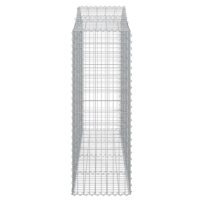 Furnicato Gabione - 50 x 200 x 160 cm, Metall, Maschenbreite: 50 mm, Maschenhöhe: 100 mm - Leerer silberner Drahtgitter-Gabionenkorb mit Spiralverbindungen.
