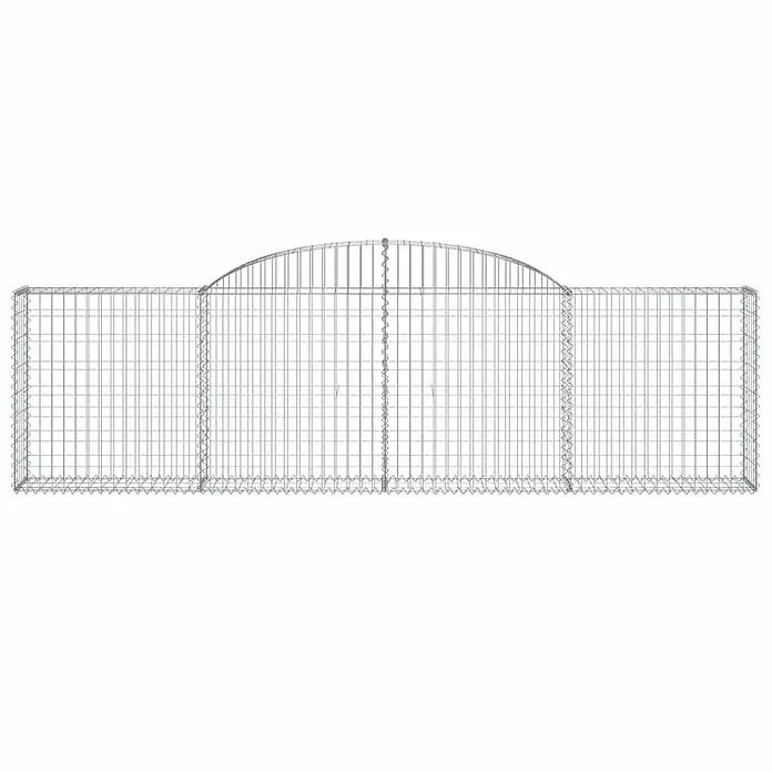 Furnicato Gabione - 30 x 300 x 100 cm, Metall, Maschenbreite: 50 mm, Maschenhöhe: 100 mm - Silbergrauer Gabionenzaun aus Drahtgeflecht mit integriertem Torbogen.