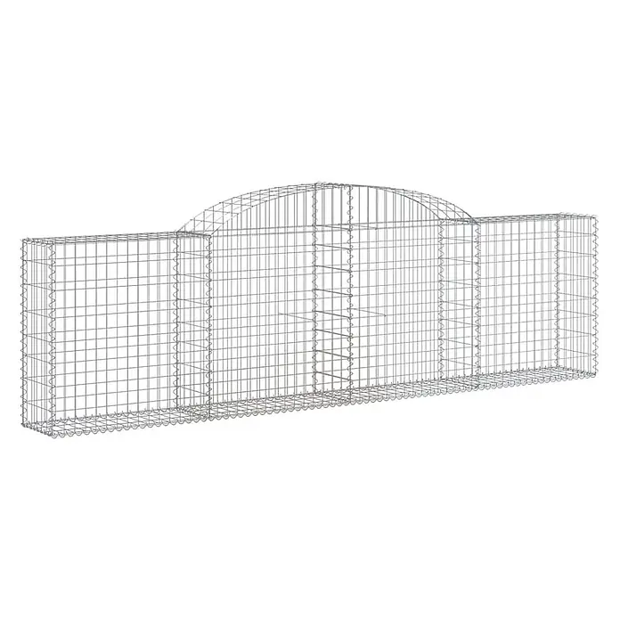 Furnicato Gabione - 30 x 300 x 100 cm, Metall, Maschenbreite: 50 mm, Maschenhöhe: 100 mm - Gabionenkorb aus silbernem Drahtgeflecht mit gewölbtem Mittelteil, für Bau und Landschaftsgestaltung.