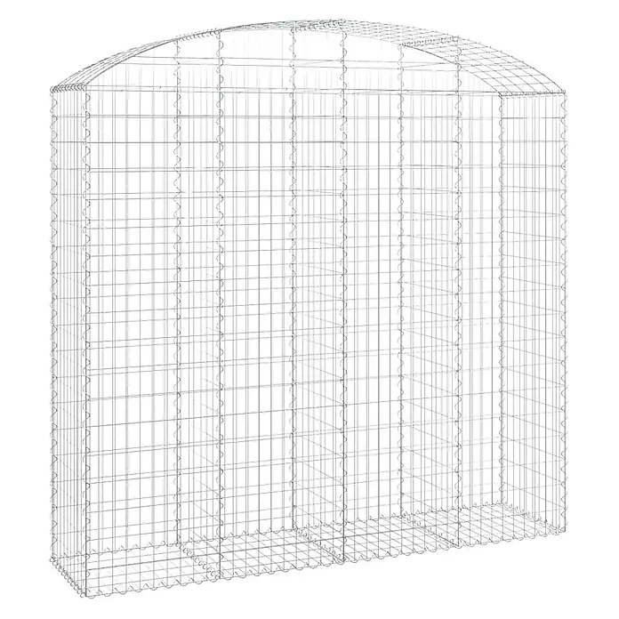 Furnicato Gabione - 200 x 200 x 50 cm, Metall, Maschenbreite: 50 mm, Maschenhöhe: 100 mm - Gabionenkorb aus silbernem Metalldraht mit gebogener Oberseite.