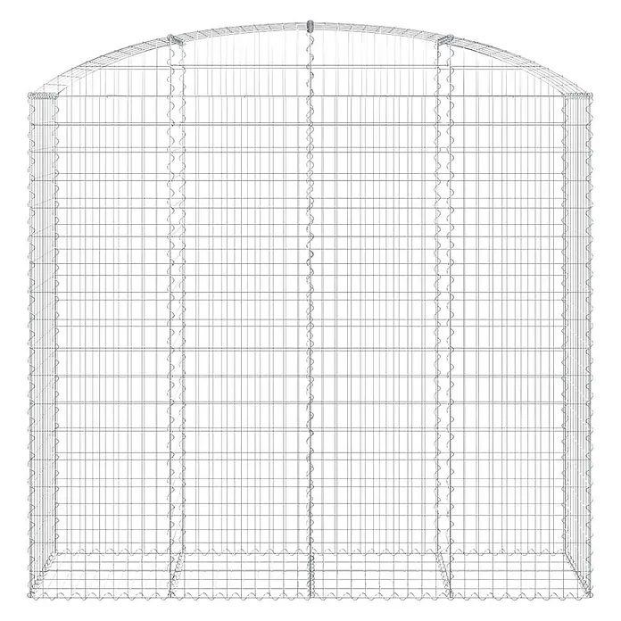 Furnicato Gabione - 200 x 200 x 50 cm, Metall, Maschenbreite: 50 mm, Maschenhöhe: 100 mm - Silbergrauer Drahtgeflecht-Tunnelkäfig mit gewölbter Oberseite.